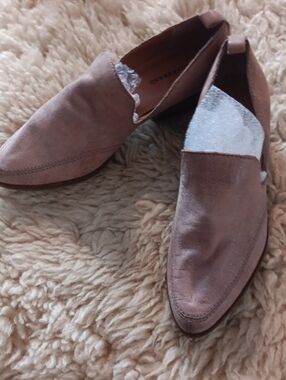 Lucky Brand Women's Suede Slip-On Loafers in Taupe with Silver Accent